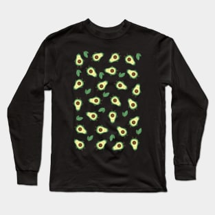 Avocado Pattern with black background Long Sleeve T-Shirt